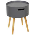 BEISTELLTISCH 38/38/48,5 cm Kiefer massiv Grau, Naturfarben rund  - Naturfarben/Grau, Basics, Holz/Holzwerkstoff (38/38/48,5cm) - Xora