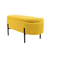 HOCKERBANK in Metall, Textil Gelb, Schwarz  - Gelb/Schwarz, Design, Textil/Metall (95/36/43cm)