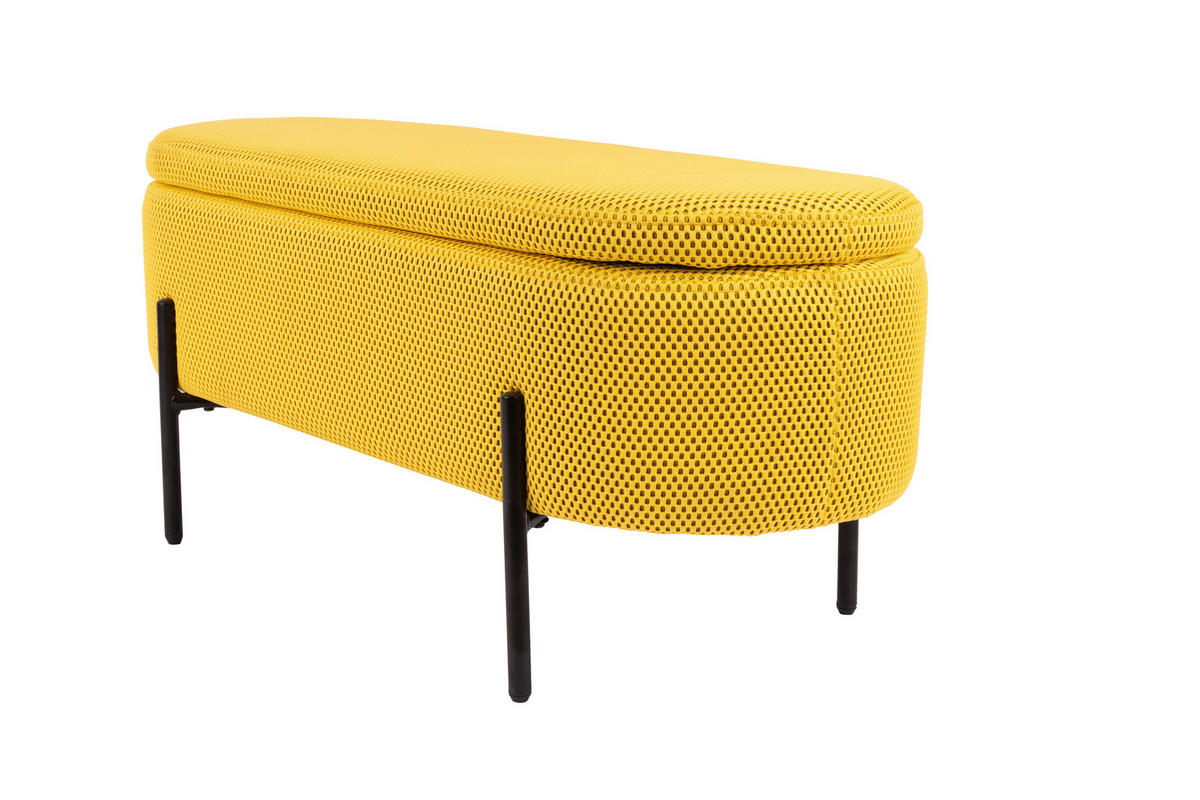 HOCKERBANK in Metall, Textil Gelb, Schwarz  - Gelb/Schwarz, Design, Textil/Metall (95/36/43cm)