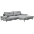 ECKSOFA in Flachgewebe Grau  - Schwarz/Grau, KONVENTIONELL, Textil/Metall (294/176cm) - Carryhome