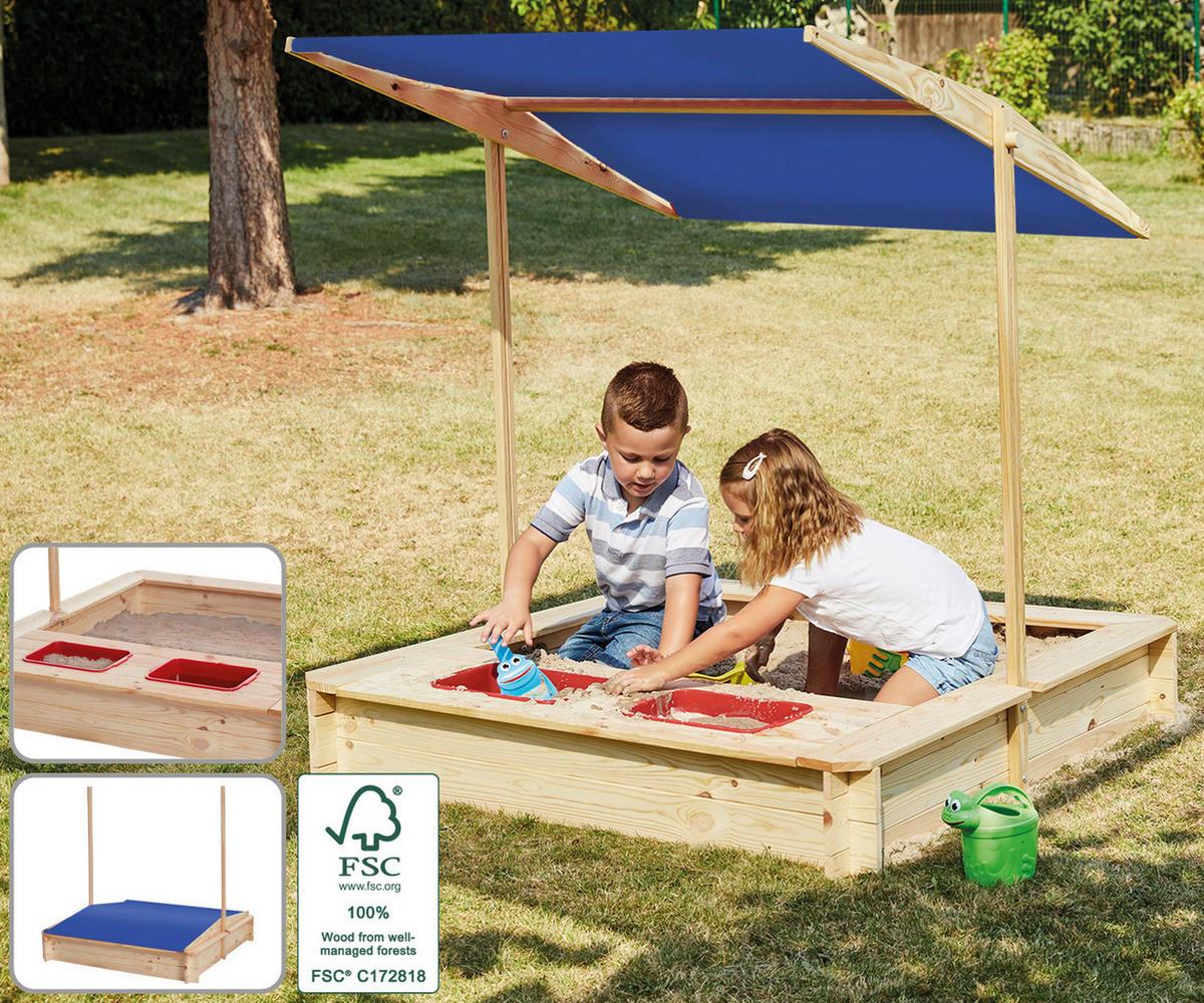 SANDKASTEN 118/118/118 cm  - Blau, Trend, Holz/Textil (118/118/118cm)