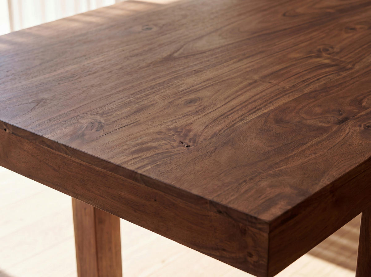 ESSTISCH Echtholz  Holz rechteckig Braun  - Braun, Design, Holz (160/76/80cm) - Livetastic