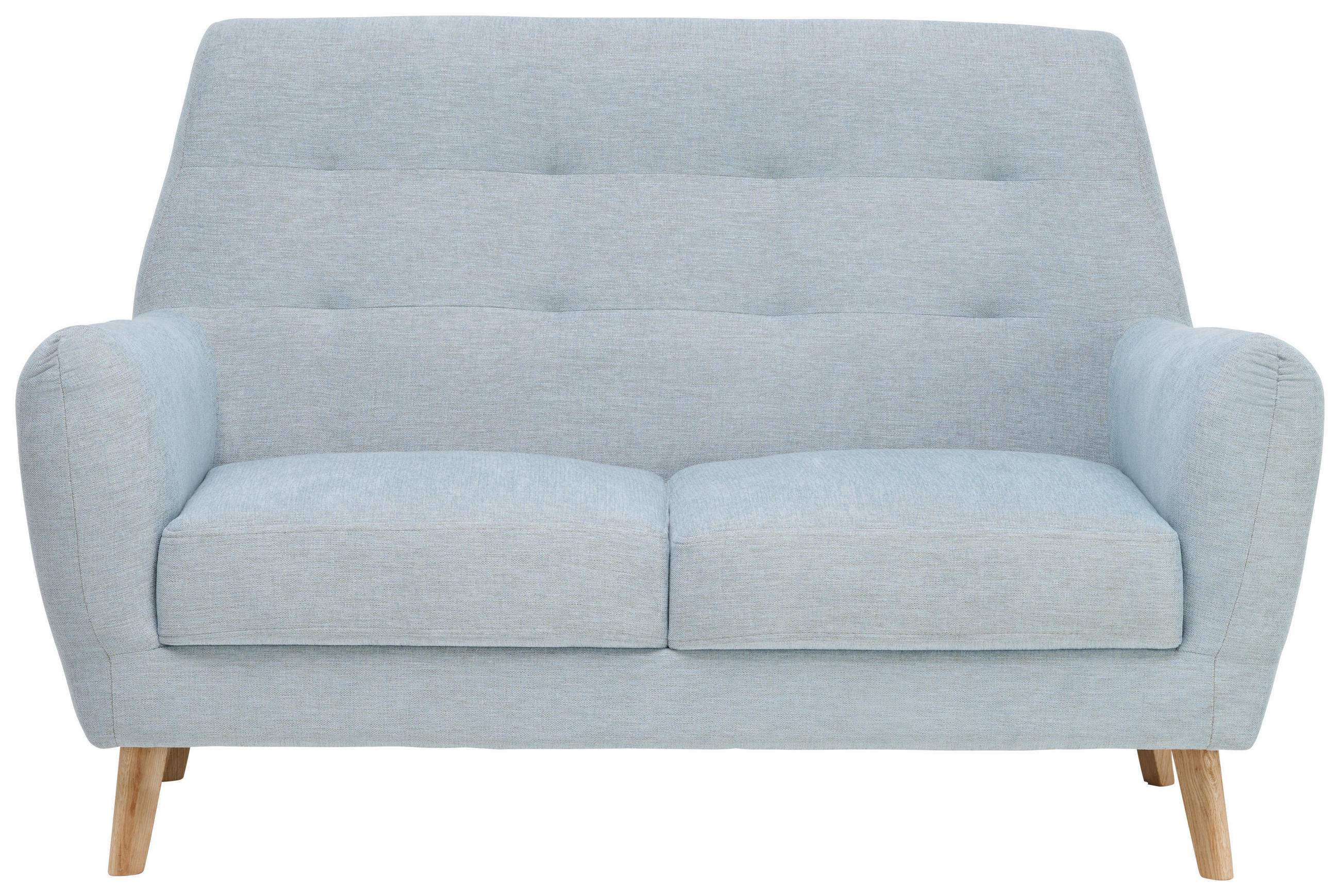 2-SITZER-SOFA Webstoff Blau  - Blau/Eichefarben, Design, Holz/Textil (160/105/84cm) - Carryhome