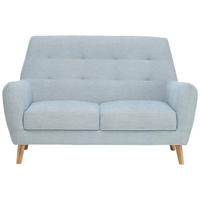 2-SITZER-SOFA Webstoff Blau  - Blau/Eichefarben, Design, Holz/Textil (160/105/84cm) - Carryhome
