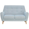 2-SITZER-SOFA  in Webstoff Blau  - Blau/Eichefarben, Design, Holz/Textil (160/105/84cm) - Carryhome