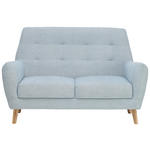 2-SITZER-SOFA  in Webstoff Blau  - Blau/Eichefarben, Design, Holz/Textil (160/105/84cm) - Carryhome