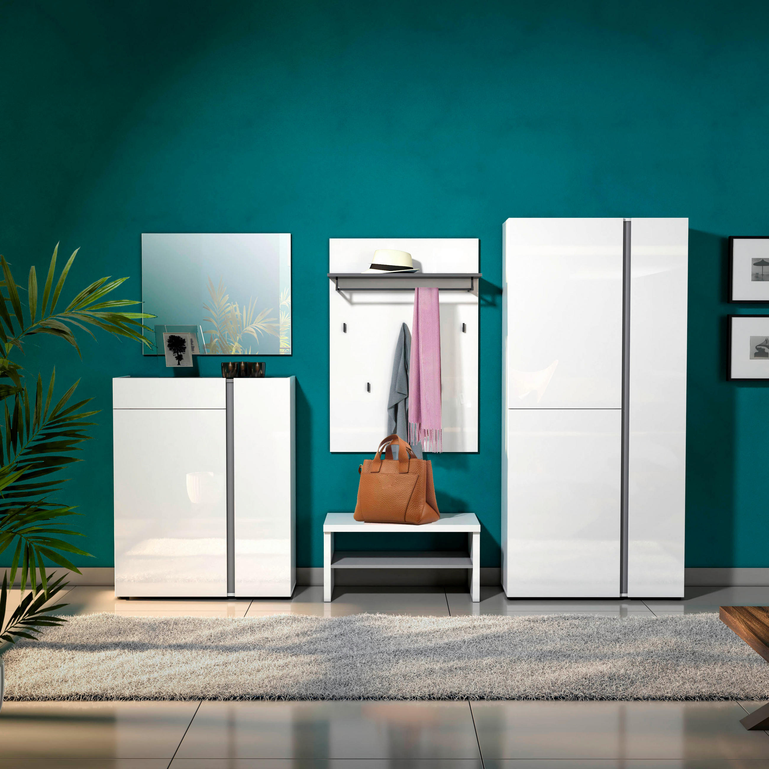 ORMAR GARDEROBNI bijela - bijela/crna, Design, drvni materijal/plastika (91/196/34cm) - Xora