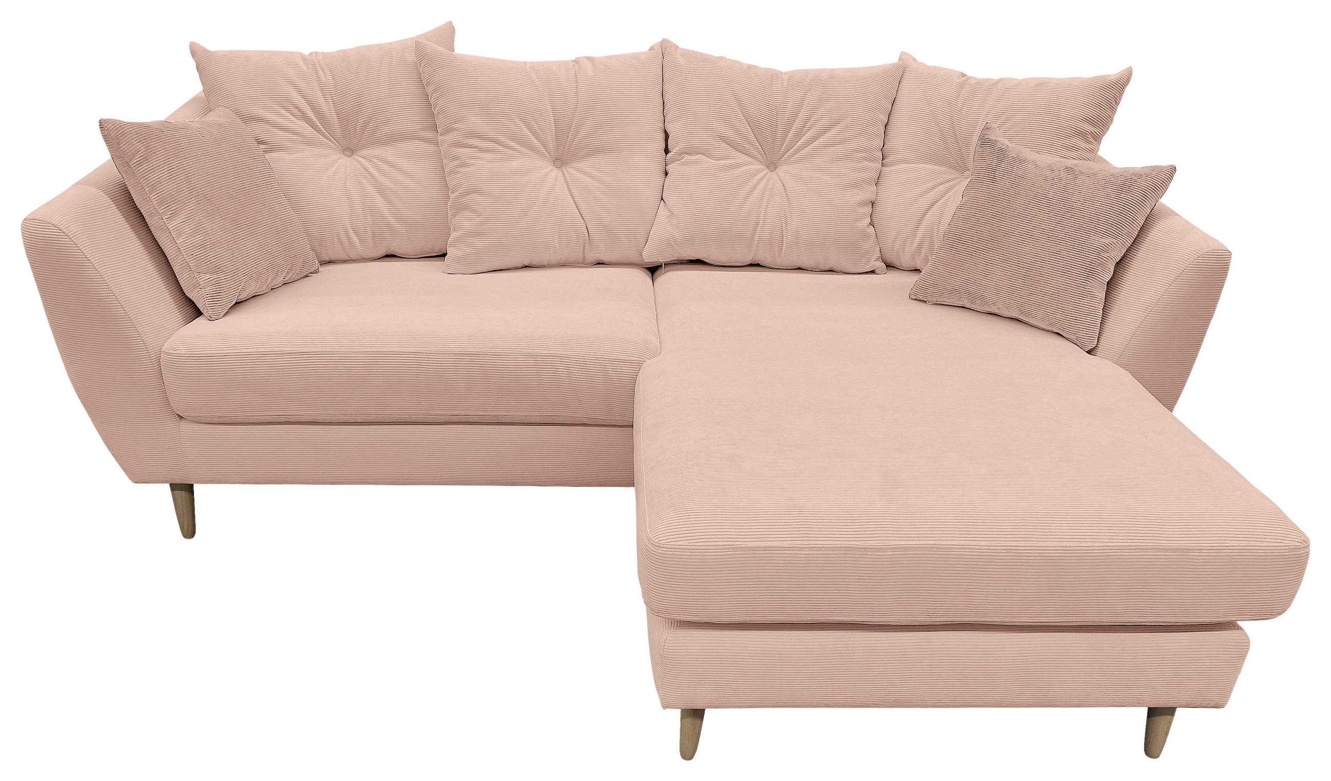 ECKSOFA Rosa Feincord  - Buchefarben/Rosa, KONVENTIONELL, Holz/Textil (211/154cm) - Carryhome