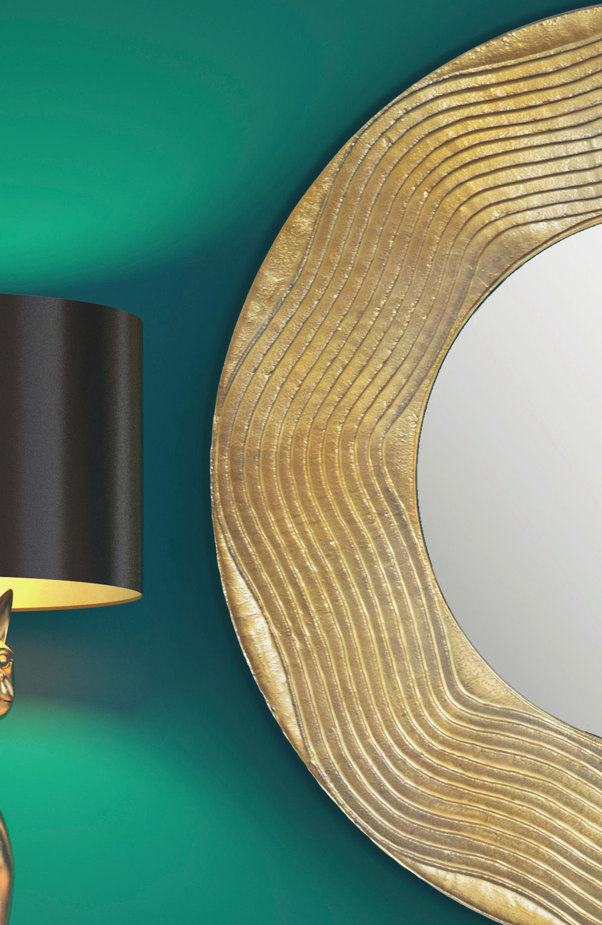 STENSKO OGLEDALO, 74/74/3 cm steklo  - zlate barve, Design, kovina/steklo (74/74/3cm) - MID.YOU