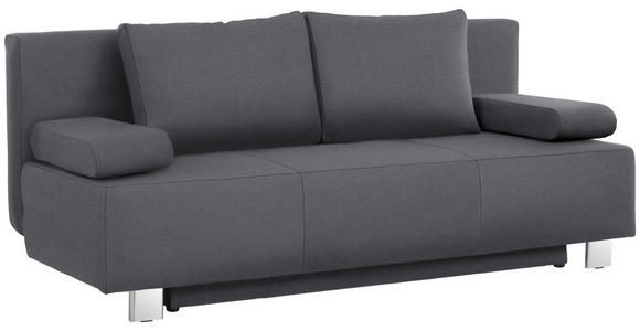 SCHLAFSOFA in Flachgewebe Dunkelgrau  - Chromfarben/Dunkelgrau, Design, Textil/Metall (197/88/89cm) - Xora