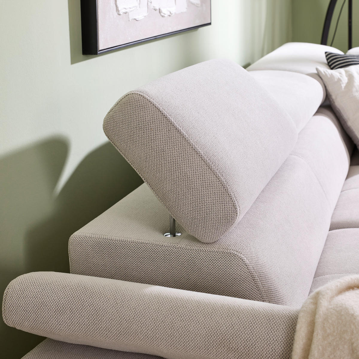 ECKSOFA in Flachgewebe Beige  - Beige/Schwarz, Design, Textil/Metall (266/206cm) - Stylife
