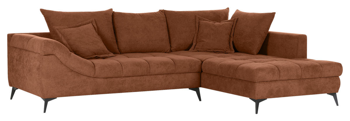 ECKSOFA in Flachgewebe Braun  307/224 cm  - Schwarz/Braun, Design, Textil/Metall (307/224cm) - Stylife