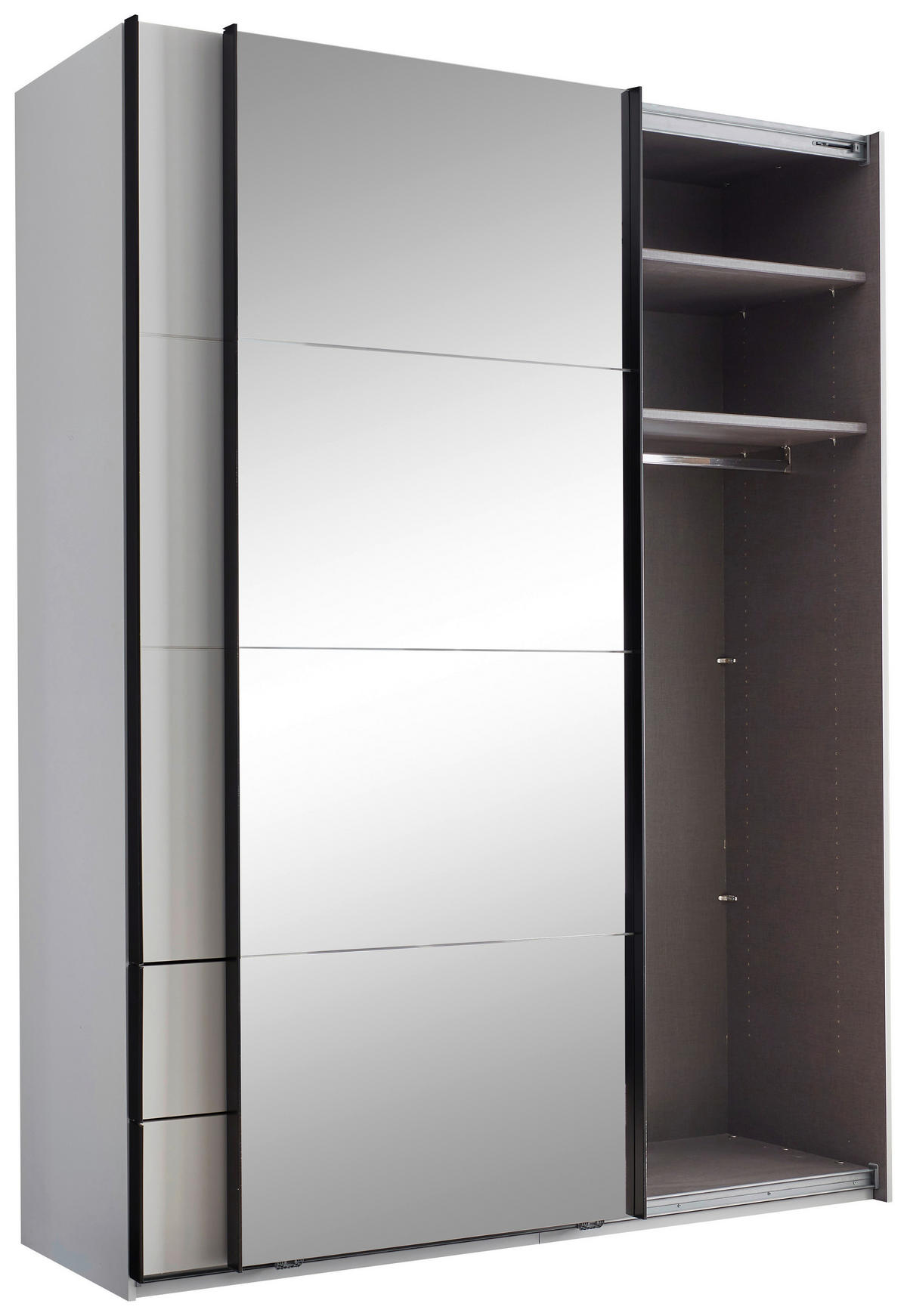 SCHWEBETÜRENSCHRANK  in Schwarz, Weiß  - Schwarz/Weiß, KONVENTIONELL, Glas/Holzwerkstoff (170/225,5/60,5cm) - Xora