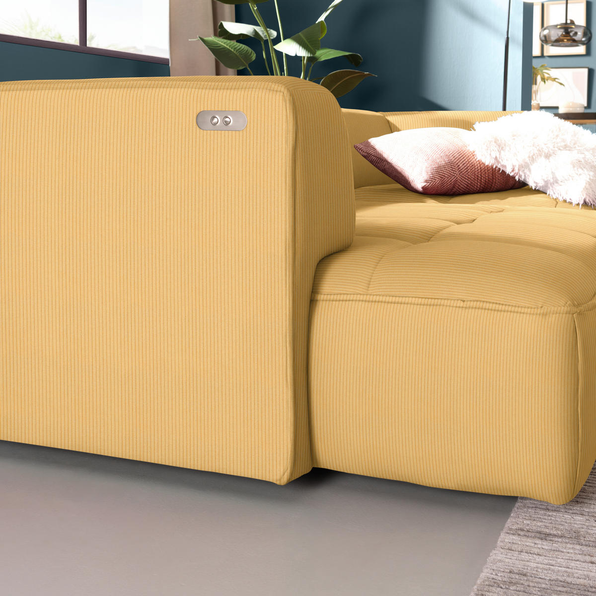 ECKSOFA  in Feincord Gelb  288/188 cm  - Gelb/Schwarz, Design, Kunststoff/Textil (288/188cm) - Welnova
