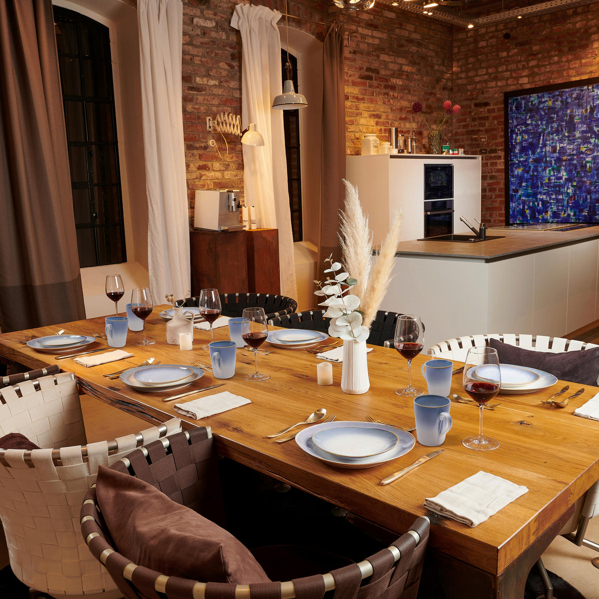 SERVIERPLATTEN-SET La Sinfonia  - Weiß/Hellblau, Basics, Keramik - Mäser