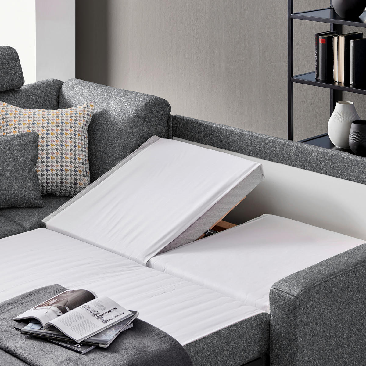 ECKSOFA  in Mikrovelours Grau  208/227 cm  - Alufarben/Grau, KONVENTIONELL, Textil/Metall (208/227cm) - Sedda