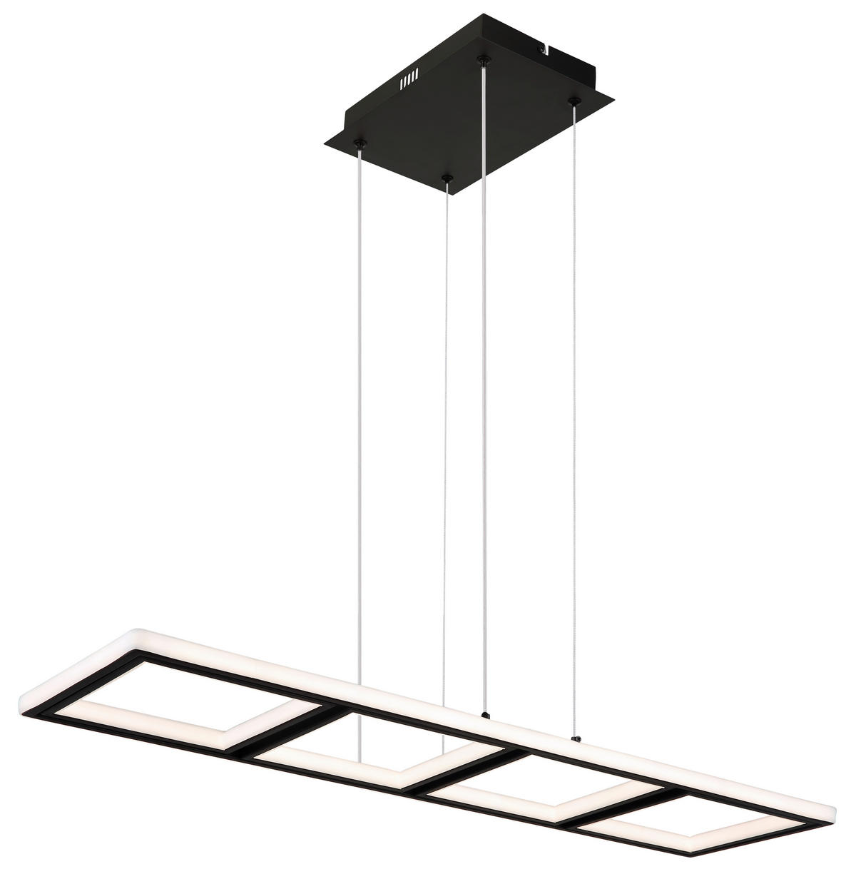LED-HÄNGELEUCHTE  90/28 cm   - Opal/Schwarz, Design, Kunststoff/Metall (90/28cm) - Globo