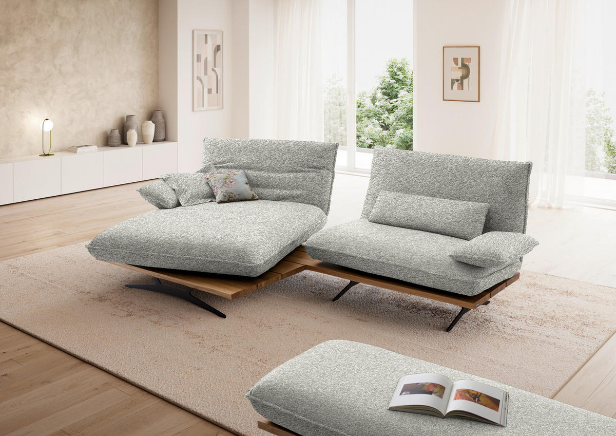 ECKSOFA Chenille, Flachgewebe Wildeiche, Ecru  - Wildeiche/Ecru, Design, Holz/Textil (161/284cm) - Koinor