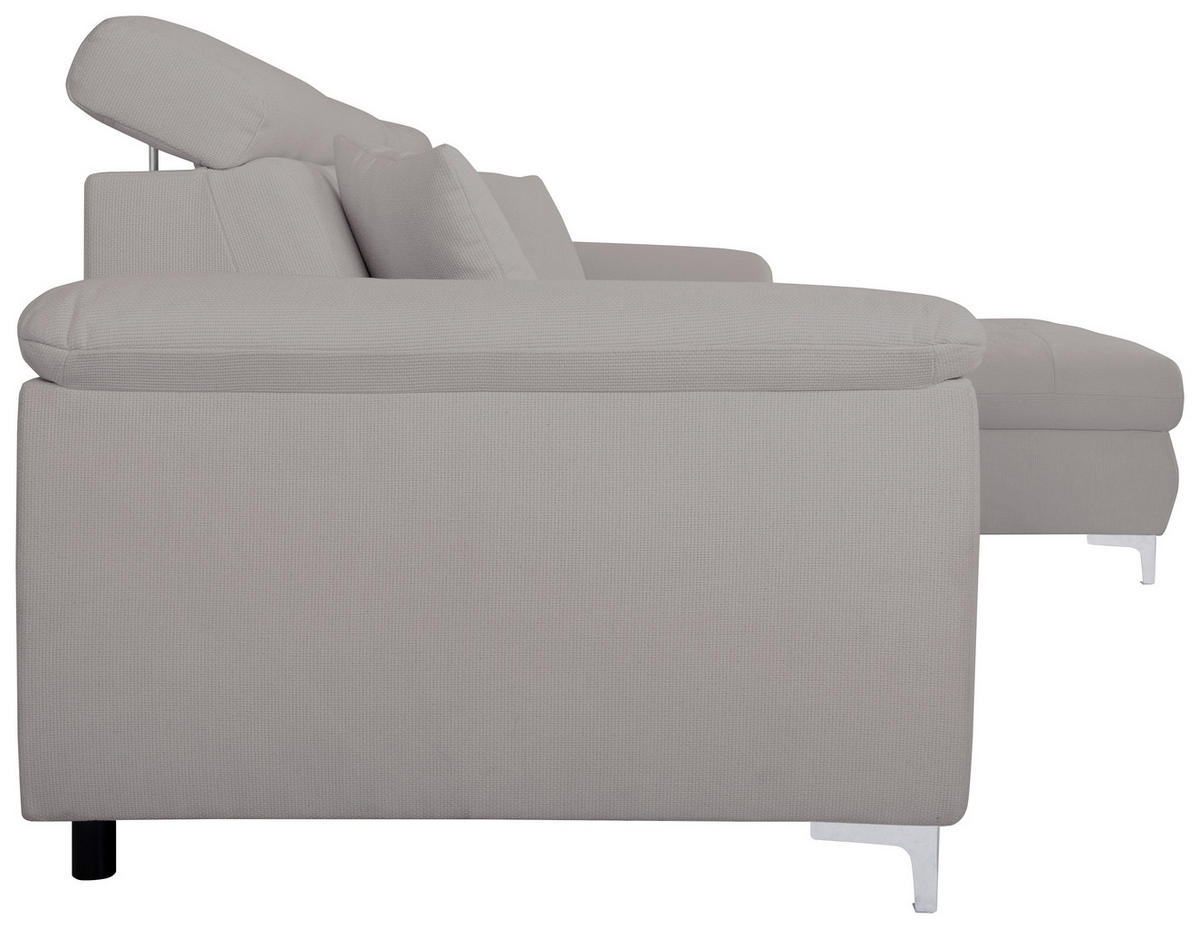 ECKSOFA in Flachgewebe Grau  - Chromfarben/Grau, Konventionell, Textil/Metall (268/175cm) - Carryhome