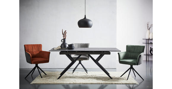 ESSTISCH in Metall, Glas, Keramik 180-230/95/76 cm - Schwarz/Grau, Design, Glas/Keramik (180-230/95/76cm) - Novel