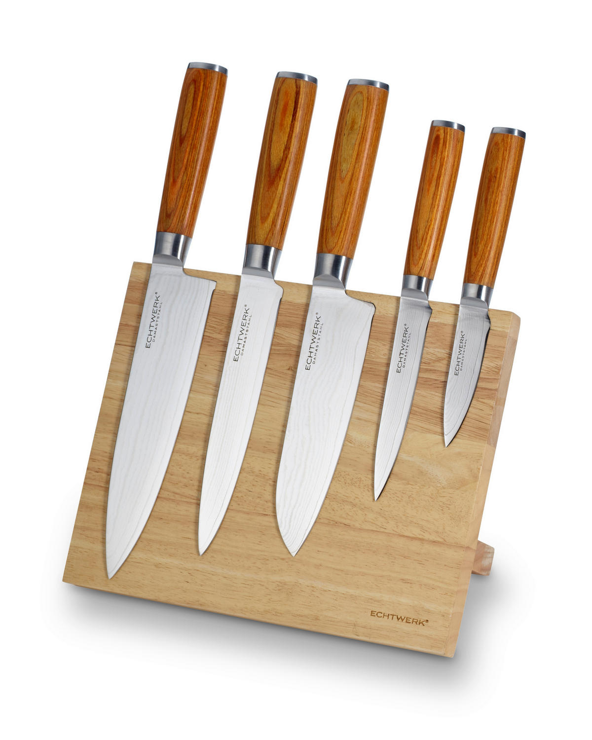 MESSERSET 6-teilig  - Silberfarben/Bernsteinfarben, Basics, Holz/Metall - Echtwerk
