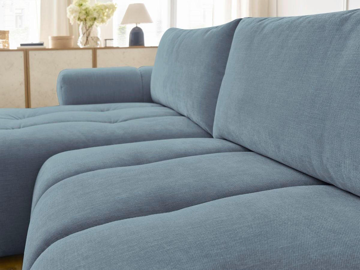 ECKSCHLAFSOFA FUJI Leinenoptik Hellblau  inkl.  - Schwarz/Hellblau, MODERN, Kunststoff/Textil (160/292cm)