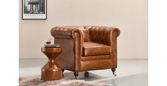 SESSEL in Echtleder Braun  - Braun, LIFESTYLE, Leder (84/79/77cm) - Landscape