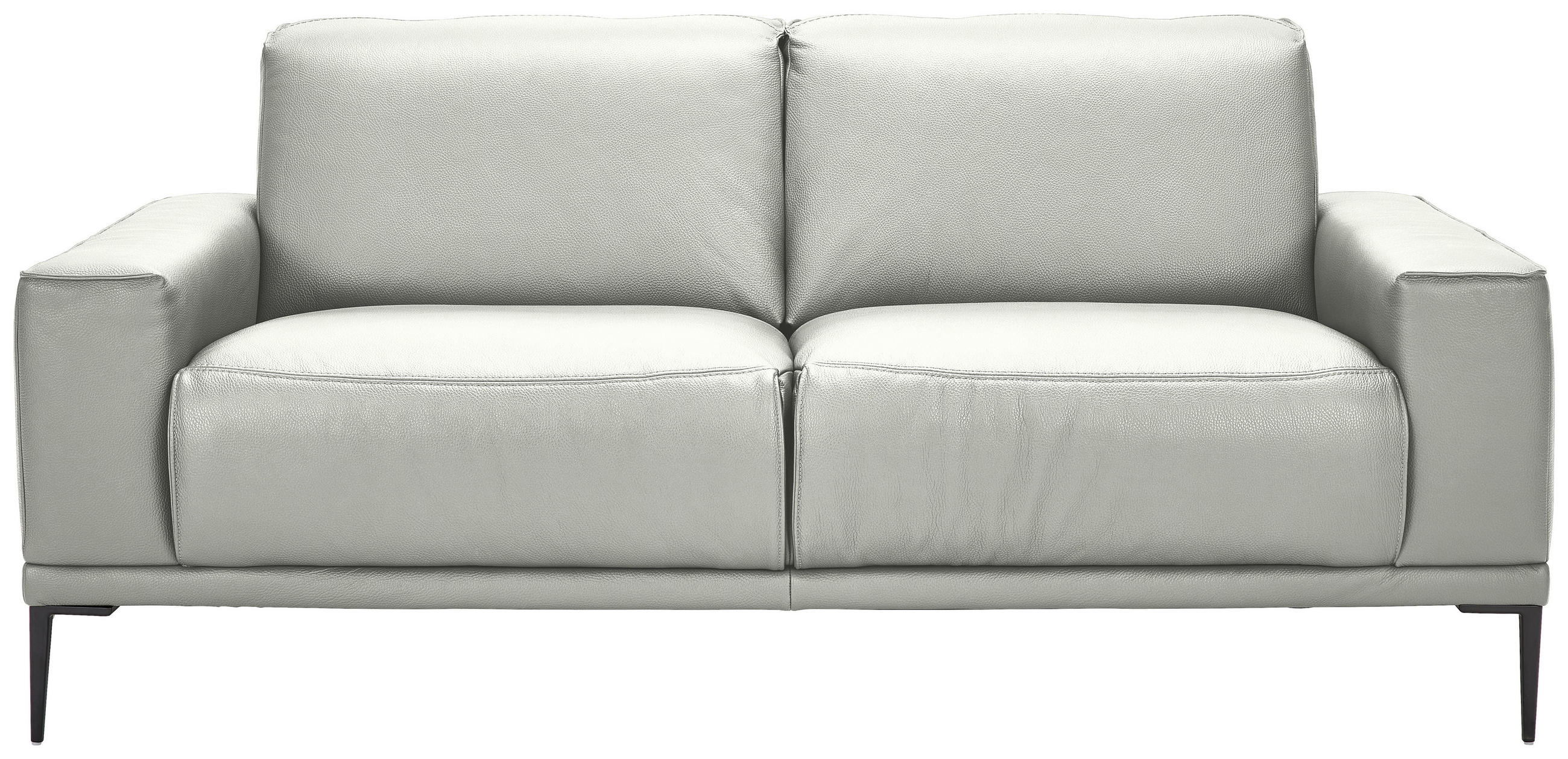 2-SITZER-SOFA Echtleder Silberfarben  - Silberfarben/Schwarz, Design, Leder/Metall (180/82/92cm) - Johann Jakob