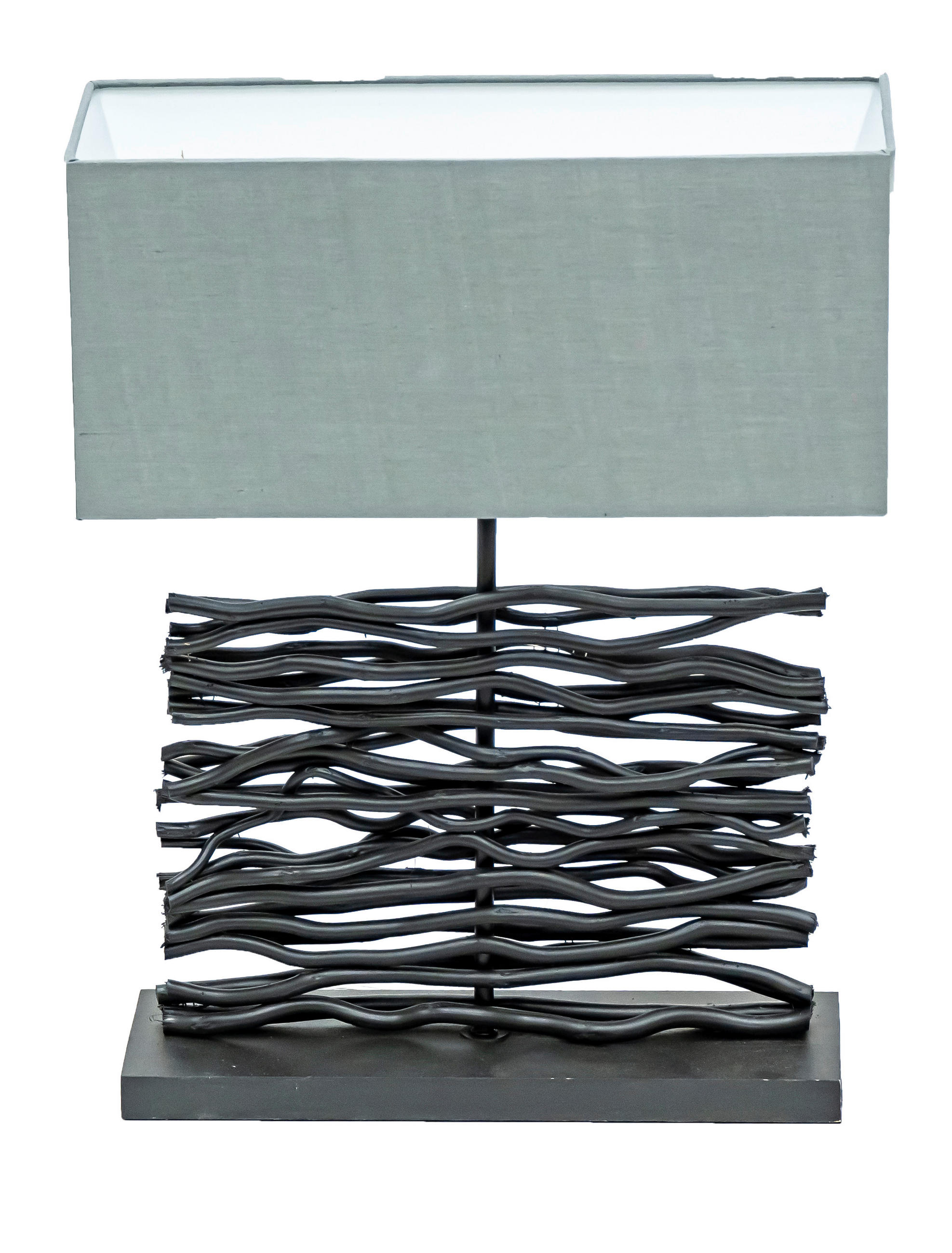TISCHLEUCHTE 40/15/50 cm   - Schwarz/Grau, Basics, Holz/Textil (40/15/50cm) - Globo