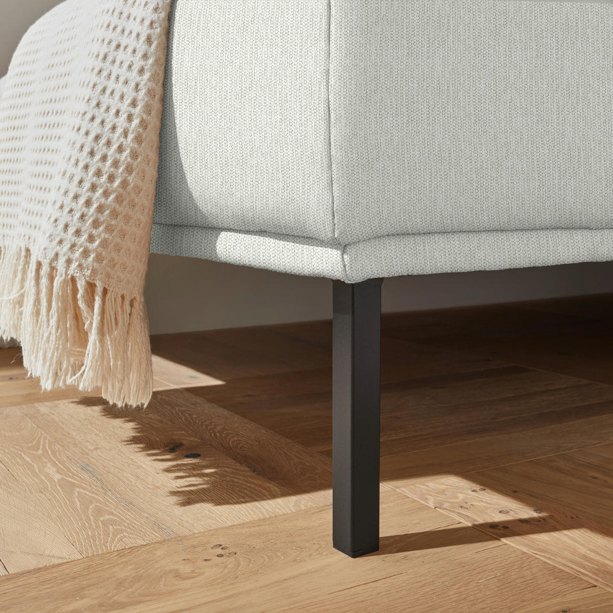 ECKSOFA Flachgewebe Weiss  - Weiss/Schwarz, Design, Textil/Metall (270/308cm) - Pure Home Lifestyle