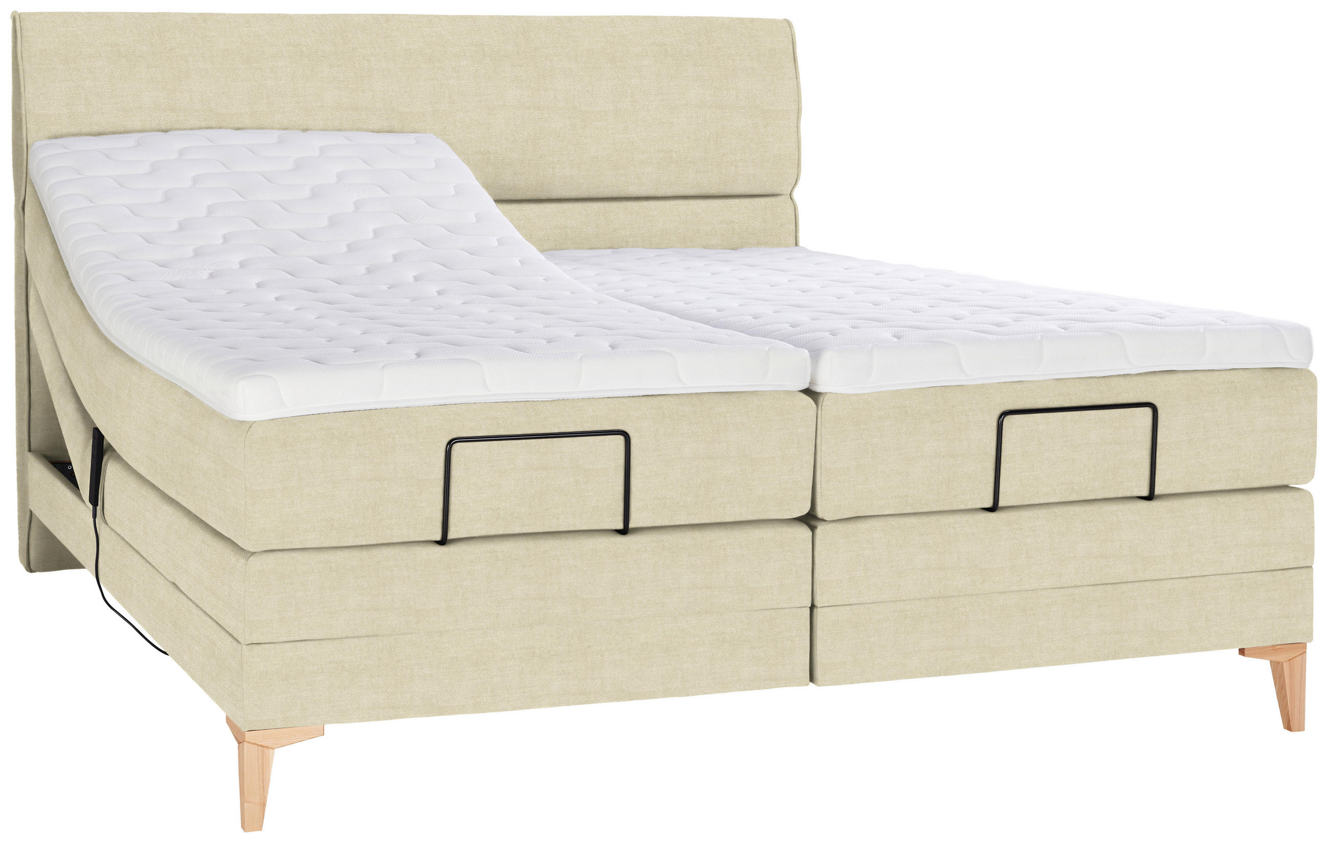 BOXSPRINGBETT 180/200 cm  in Beige  - Eichefarben/Beige, Konventionell, Holz/Textil (180/200cm) - Voleo