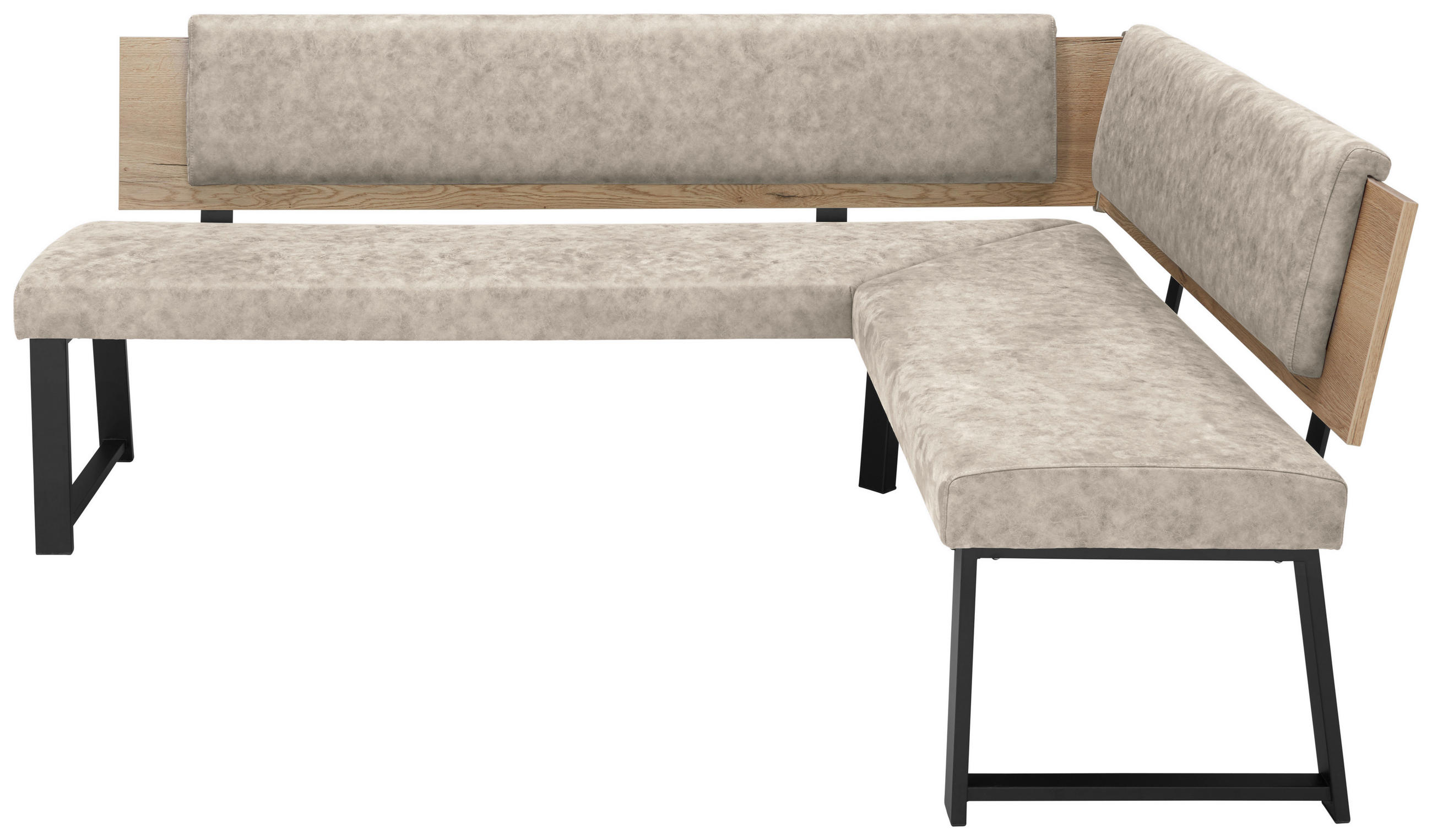ECKBANK 180/160 cm  in Naturfarben  - Schwarz/Naturfarben, MODERN, Holzwerkstoff/Textil (180/160cm) - Venda
