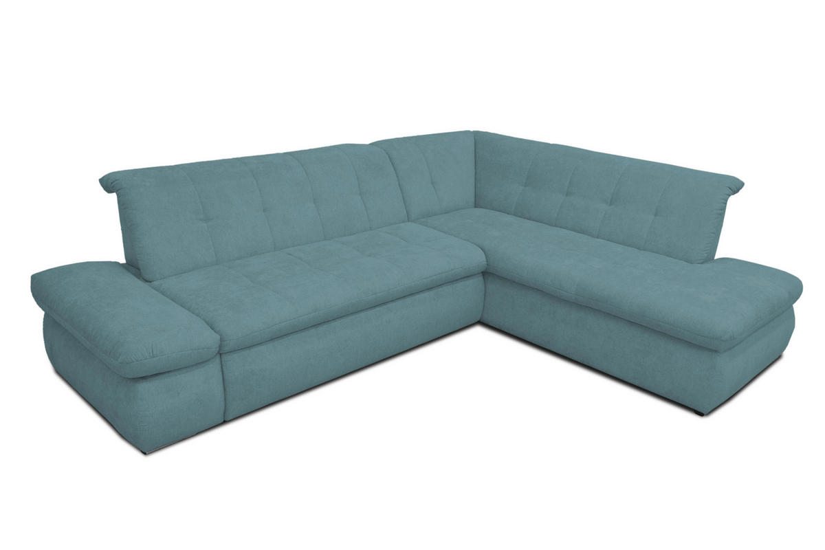 Ecksofa Petrol Mikrofaser  - Chromfarben/Petrol, KONVENTIONELL, Textil/Metall (273/216cm) - MID.YOU