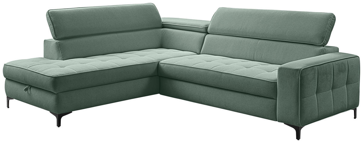 ECKSOFA  in Struktur Mintgrün  203/251 cm  - Schwarz/Mintgrün, Design, Textil/Metall (203/251cm) - MID.YOU