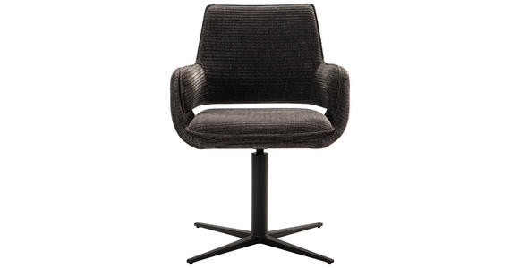 ARMLEHNSTUHL  in Eisen Mikrofaser  - Dunkelgrau/Schwarz, Design, Textil/Metall (60/84/59cm) - Emilio Belluti