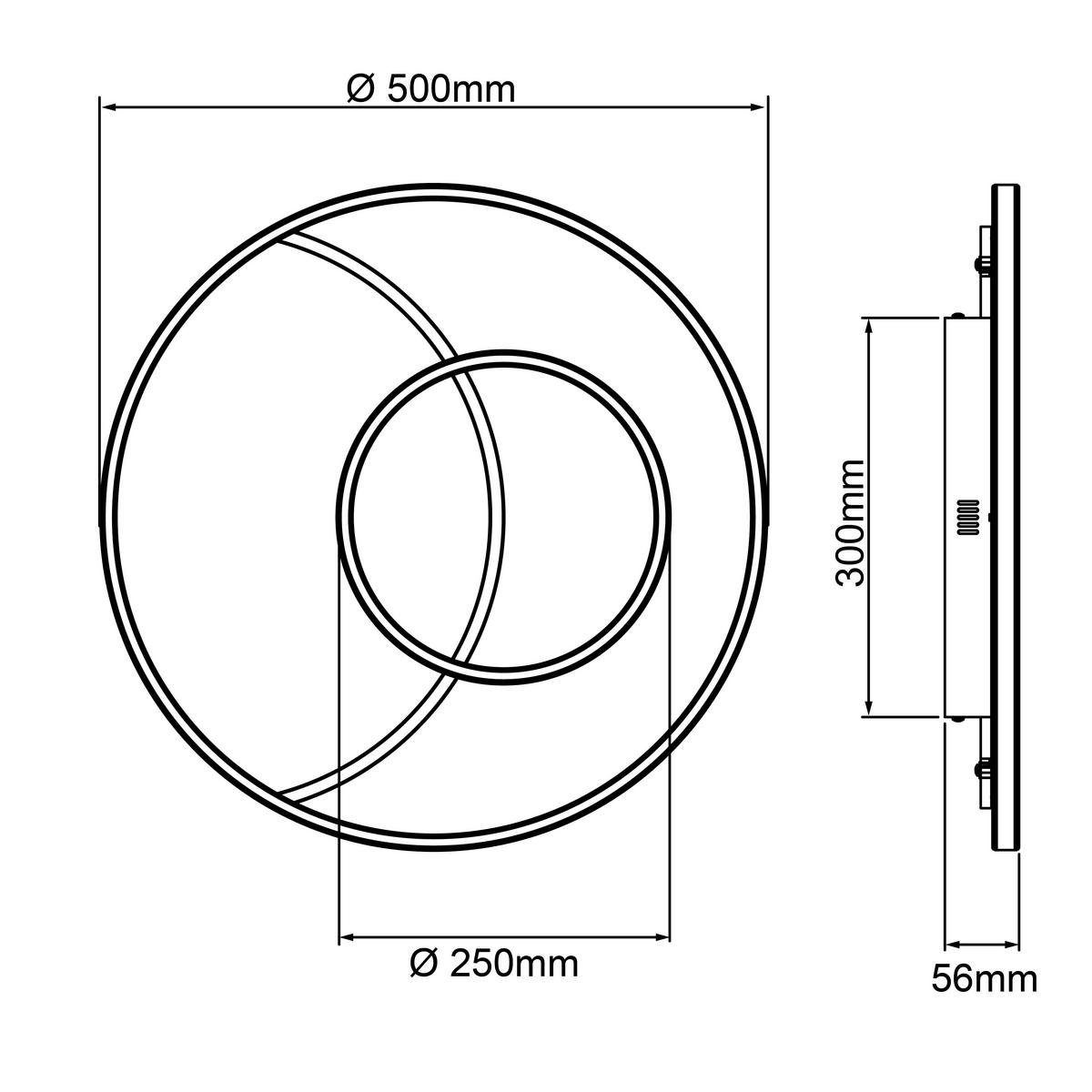 LED-DECKENLEUCHTE 50,8/5,6 cm   - Schwarz/Weiß, Design, Kunststoff/Metall (50,8/5,6cm) - Brilliant