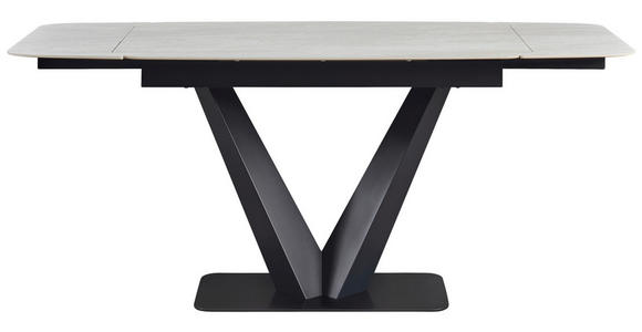 ESSTISCH Schwarz, Weiß rechteckig ausziehbar - Schwarz/Weiß, Design, Keramik/Metall (120-180/90/76cm) - Novel