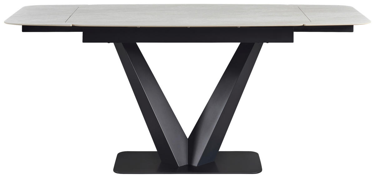 ESSTISCH Schwarz, Weiß rechteckig  ausziehbar  - Schwarz/Weiß, Design, Keramik/Metall (120-180/90/76cm) - Novel