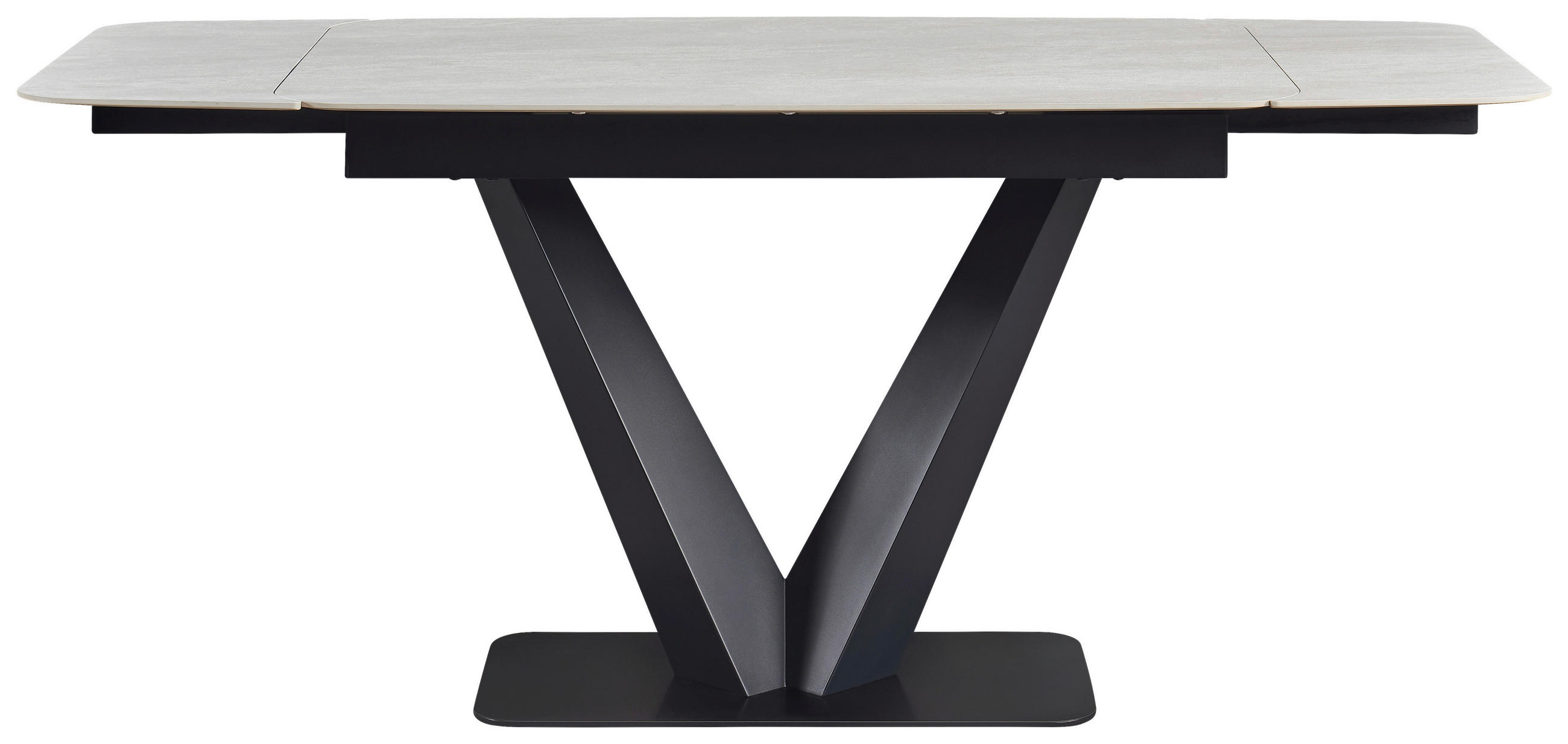 Thumbnail - Novel Esstisch, Schwarz, Weiß, Metall, Keramik, rechteckig, eckig, Bodenplatte, 90x76x120-180 cm, ausziehbar, Esszimmer,...