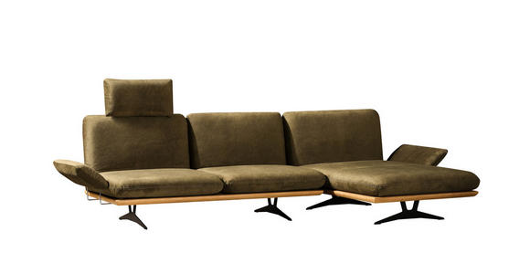 OTTOMANE Palermo in Grün, Eichefarben  - Eichefarben/Schwarz, Design, Holz/Textil (114/92/165cm) - Dieter Knoll