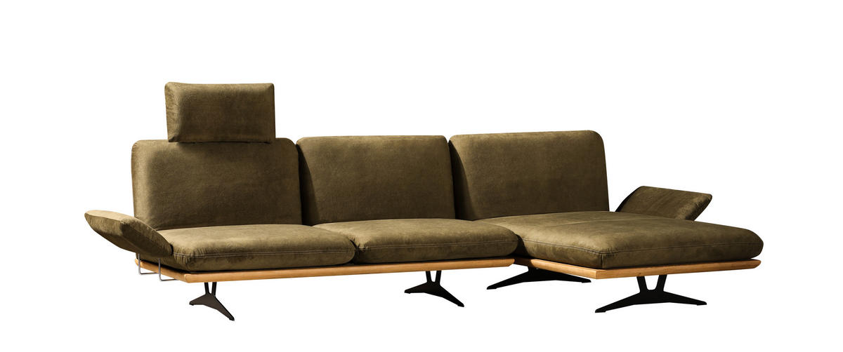 OTTOMANE in Grün, Eichefarben  - Eichefarben/Schwarz, Design, Holz/Textil (114/92/165cm) - Dieter Knoll
