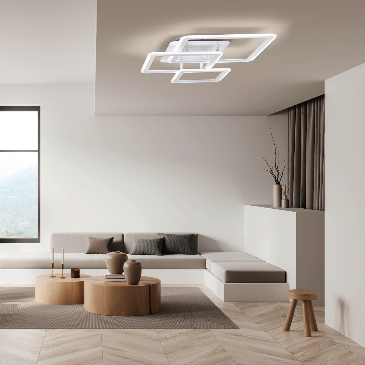 STROPNÍ LED SVÍTIDLO, 54/65/10 cm - bílá, Design, kov/plast (54/65/10cm) - Fischer & Honsel
