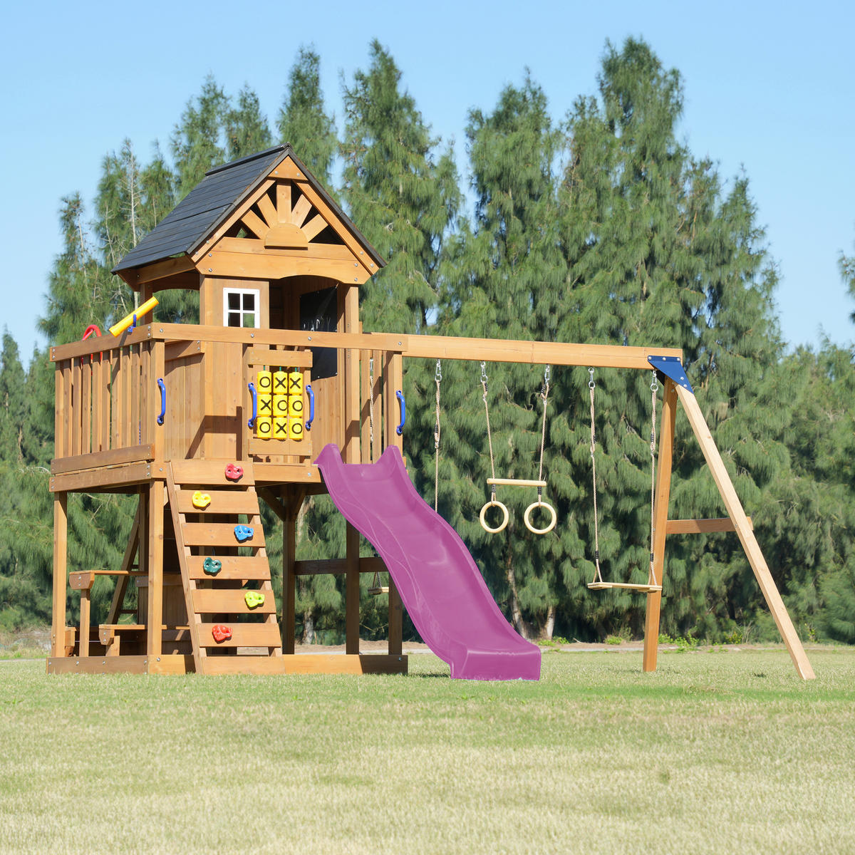 VEŽA NA HRANIE - lila/hnedá, Basics, drevo/plast (435/410/305cm) - Ambia Garden