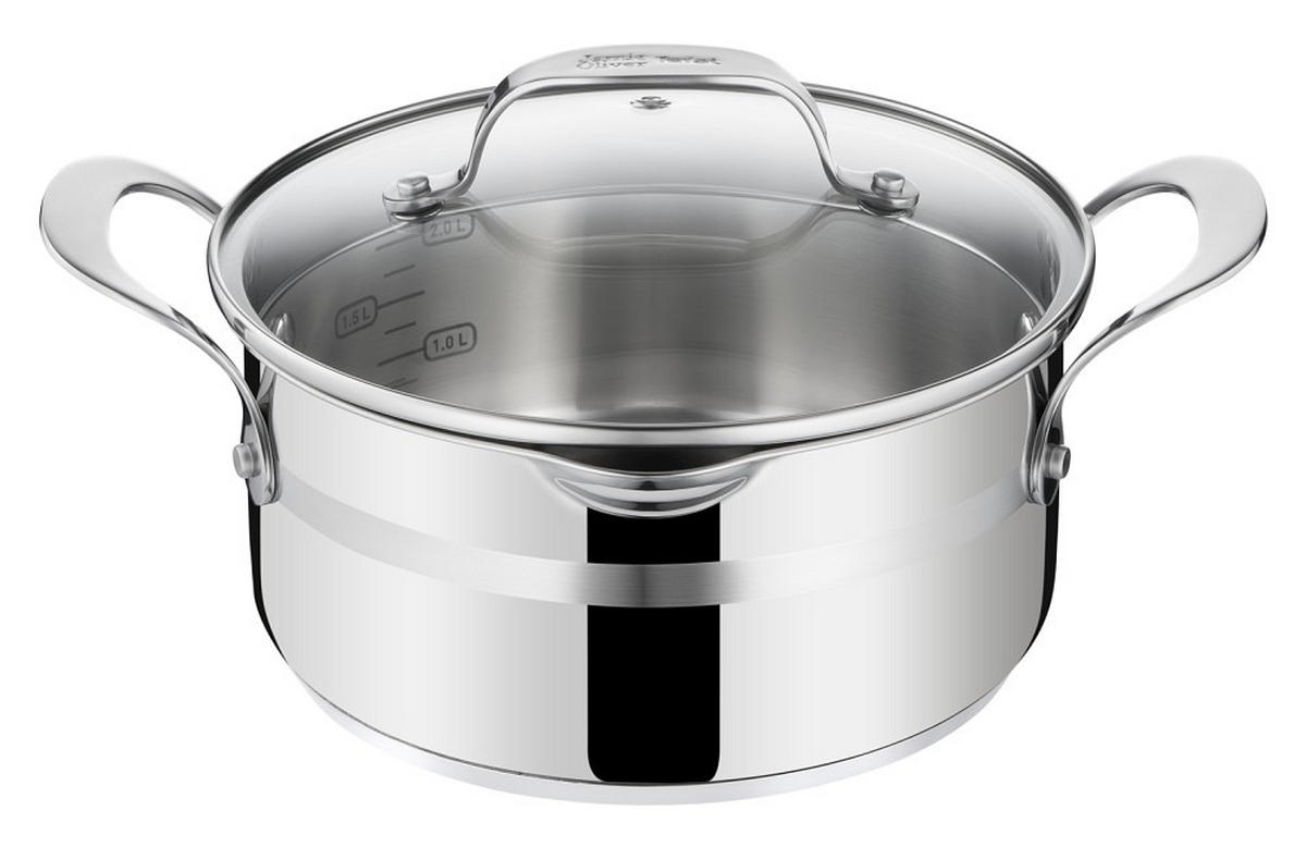 KOCHTOPFSET Jamie Oliver COOK SMART 7-teilig  - Alufarben, Basics, Glas/Metall - Tefal