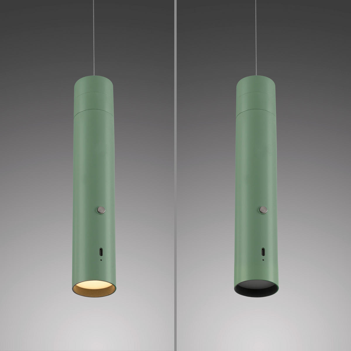 AKKU-LED-HÄNGELEUCHTE 4/4/200 cm  - Hellgrün, Design, Kunststoff/Metall (4/4/200cm)