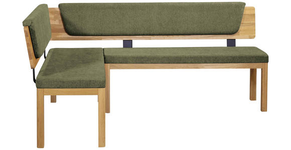 ECKBANK 171/248 cm Webstoff Eichefarben, Grün Eiche vollmassiv   - Eichefarben/Grün, KONVENTIONELL, Holz/Textil (171/248cm) - Linea Natura