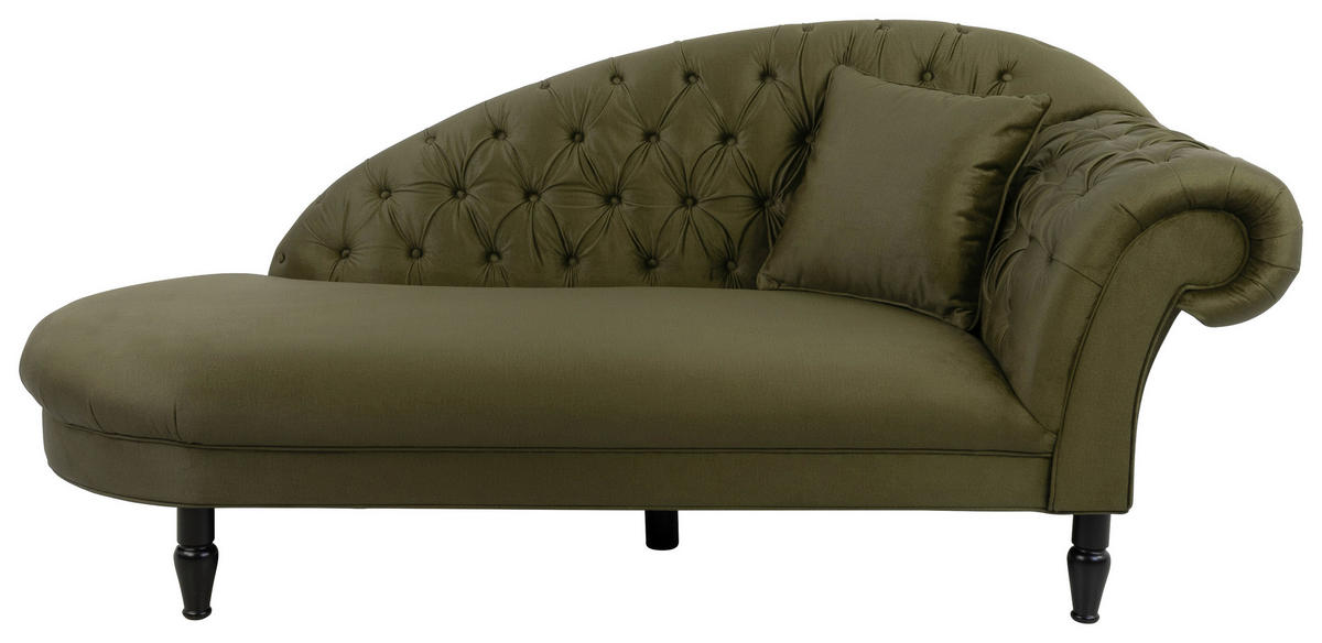 RÉCAMIERE Olivgrün Velours  - Schwarz/Olivgrün, Design, Holz/Textil (103/91/216cm) - MID.YOU