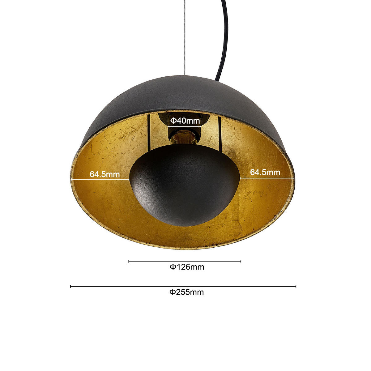 HÄNGELEUCHTE Crosby 120,5/25/150 cm   - Goldfarben/Schwarz, LIFESTYLE, Metall (120,5/25/150cm) - Marama