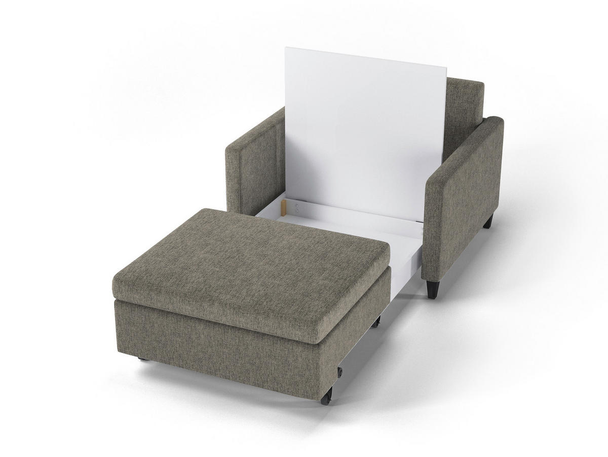 SCHLAFSESSEL SYDNEY  mit Flachgewebe Braun  - Schwarz/Braun, Design, Holz/Textil (95/89,5/103,5cm) - MID.YOU