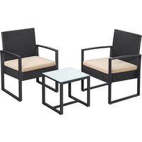 SADA NA BALKON 3dílné,  - černá/béžová, Moderní, kov/textil - Modante